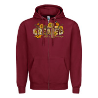 Burgundy created with a purpose with sunflower and butterfl Zipper Hoodie - NancyCooperArtShop