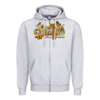 Heather Grey created with a purpose with sunflower and butterfl Zipper Hoodie - NancyCooperArtShop