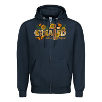Navy created with a purpose with sunflower and butterfl Zipper Hoodie - NancyCooperArtShop
