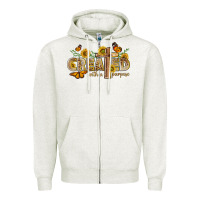 Oatmeal Heather created with a purpose with sunflower and butterfl Zipper Hoodie - NancyCooperArtShop