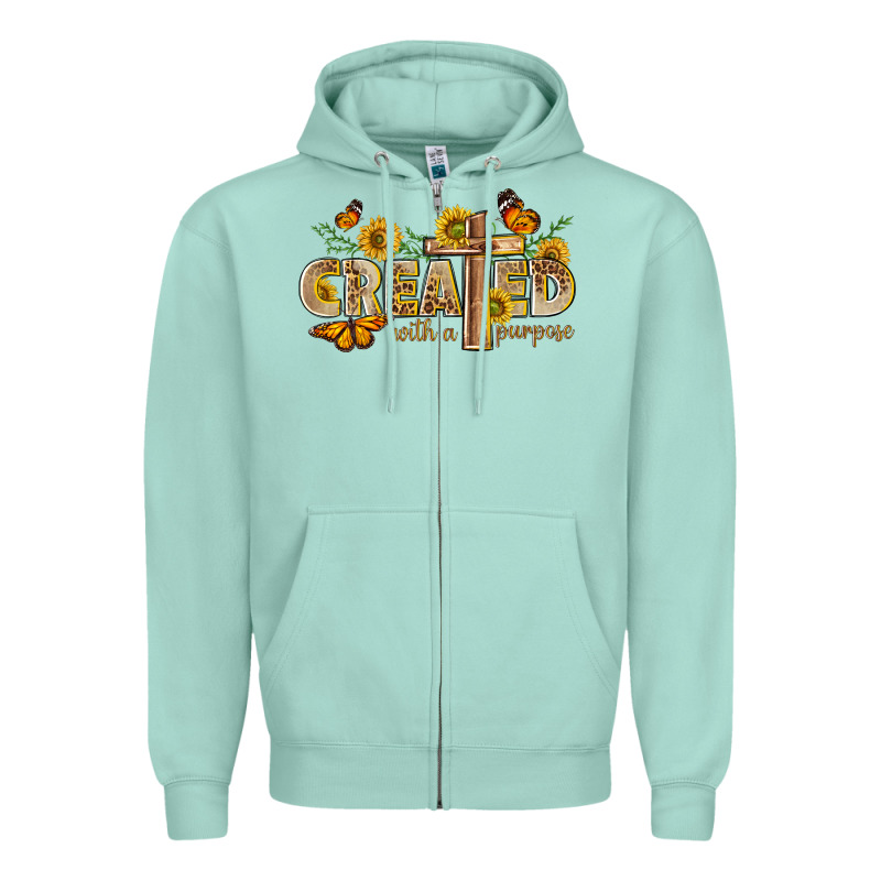 Created With A Purpose With Sunflower And Butterfl Zipper Hoodie by NancyCooperArtShop | Teevron