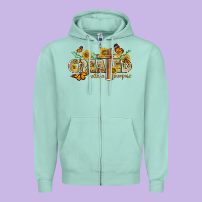 Created With A Purpose With Sunflower And Butterfl Zipper Hoodie Designed By Nancycooperartshop