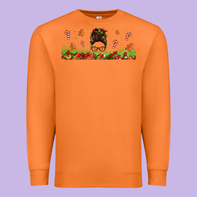 Christmas Mama Messy Bun Premium Sweatshirt Designed By Jasminsmagicworld