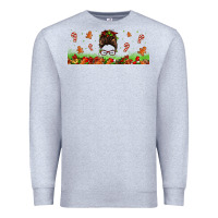Heather Grey christmas mama messy bun Premium Sweatshirt - Jasminsmagicworld