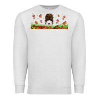 Oatmeal Heather christmas mama messy bun Premium Sweatshirt - Jasminsmagicworld