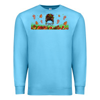 Ocean Blue christmas mama messy bun Premium Sweatshirt - Jasminsmagicworld