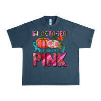 Midnight Navy in october we wear pink with pumpkins Urban Heavy Tee - AdoDesignShop