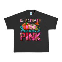 Pigment Black in october we wear pink with pumpkins Urban Heavy Tee - AdoDesignShop