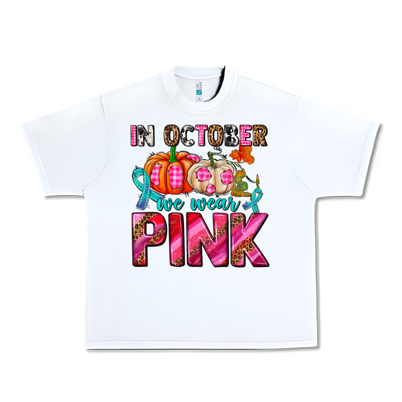 In October We Wear Pink With Pumpkins Urban Heavy Tee by AdoDesignShop | Teevron