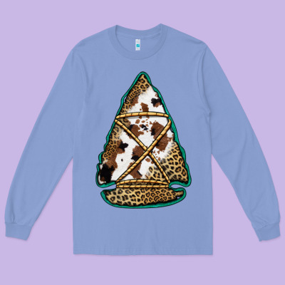 Cowhide Leopard Arrowhead Long Sleeve Tee Designed By Jasminsmagicworld