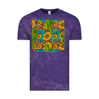 Cloud Purple sunflower and cactus seamless pattern Vintage Tee - BundleAndBundleShop