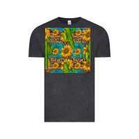 Vintage Black sunflower and cactus seamless pattern Vintage Tee - BundleAndBundleShop
