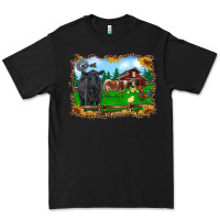 Black western barnyard black angus cattle longhorn rooster and chicks Premium Tee - RanaPortraitStore