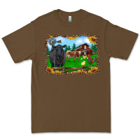 Cacao western barnyard black angus cattle longhorn rooster and chicks Premium Tee - RanaPortraitStore
