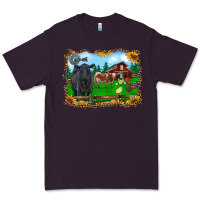 Plum western barnyard black angus cattle longhorn rooster and chicks Premium Tee - RanaPortraitStore
