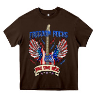 Chocolate Brown freedom rocks make some noise Heavy Core Tee - texasbilliewilder