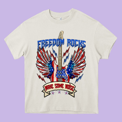 Freedom Rocks Make Some Noise Heavy Core Tee Designed By Texasbilliewilder
