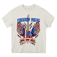 Cream freedom rocks make some noise Heavy Core Tee - texasbilliewilder