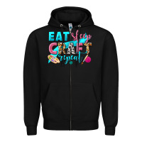 Black eat sleep craft repeat Zipper Hoodie - NancyCooperArtShop