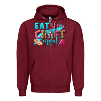 Burgundy eat sleep craft repeat Zipper Hoodie - NancyCooperArtShop