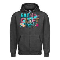 Charcoal Heather eat sleep craft repeat Zipper Hoodie - NancyCooperArtShop