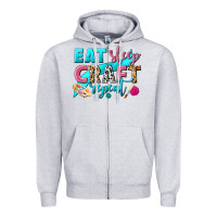 Heather Grey eat sleep craft repeat Zipper Hoodie - NancyCooperArtShop