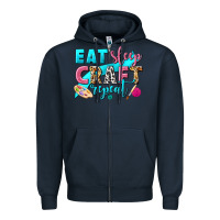Navy eat sleep craft repeat Zipper Hoodie - NancyCooperArtShop