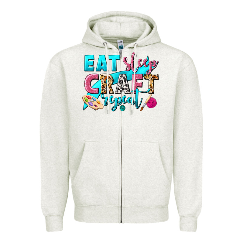 Eat Sleep Craft Repeat Zipper Hoodie by NancyCooperArtShop | Teevron