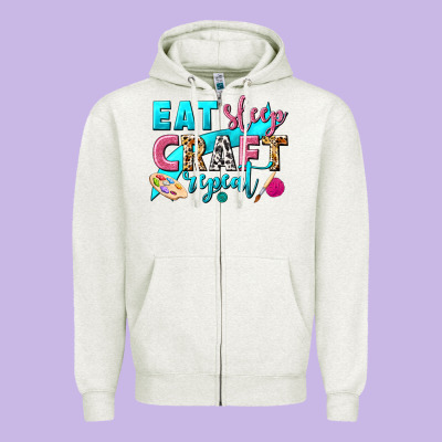 Eat Sleep Craft Repeat Zipper Hoodie Designed By Nancycooperartshop
