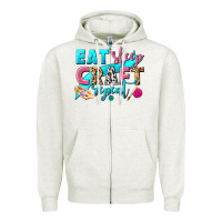 Oatmeal Heather eat sleep craft repeat Zipper Hoodie - NancyCooperArtShop