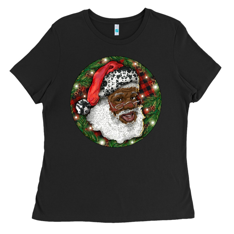 African American Santa Christmas Ladies Tee by RanaPortraitStore | Teevron