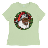 Matcha African American Santa Christmas Ladies Tee - RanaPortraitStore