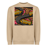 Flower Leopard School Bus Seamless Pattern Heavyweight Sweatshirt | Teevron