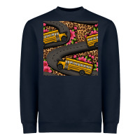 Navy flower leopard school bus seamless pattern Heavyweight Sweatshirt - BundleAndBundleShop