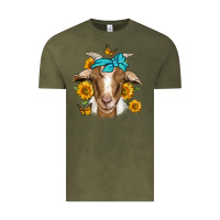 Vintage Olive sunflower bandana goat Vintage Tee - Jasminsmagicworld