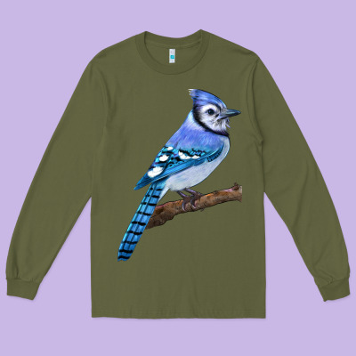Blue Jay Bird Long Sleeve Tee Designed By Lillyallendesigns