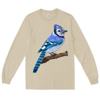 Mushroom Blue Jay Bird Long Sleeve Tee - LillyAllenDesigns