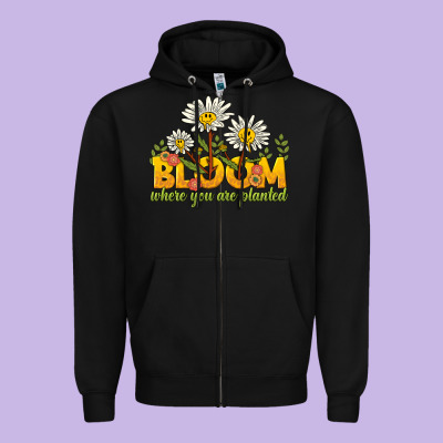 Bloom Where You Are Planted Zipper Hoodie Designed By Nancycooperartshop