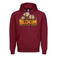 Burgundy bloom where you are planted Zipper Hoodie - NancyCooperArtShop