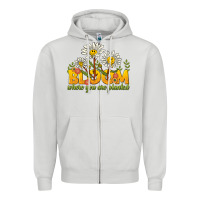 Dove Grey bloom where you are planted Zipper Hoodie - NancyCooperArtShop