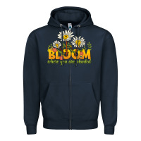 Navy bloom where you are planted Zipper Hoodie - NancyCooperArtShop