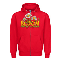 Red bloom where you are planted Zipper Hoodie - NancyCooperArtShop