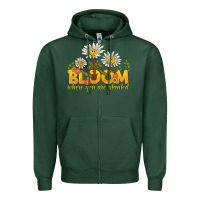 Sports Green bloom where you are planted Zipper Hoodie - NancyCooperArtShop