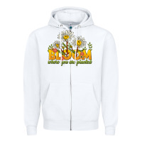 White bloom where you are planted Zipper Hoodie - NancyCooperArtShop