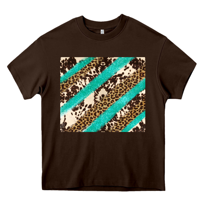 Turquoise Glitter Leopard And Cowhide Heavy Core Tee by Artiststas | Teevron
