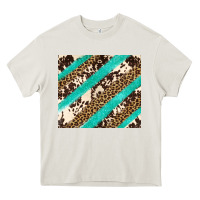 Cream turquoise glitter leopard and cowhide Heavy Core Tee - Artiststas
