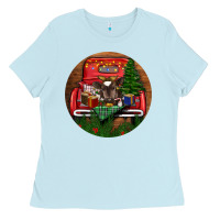 Baby Blue Baby Cow Christmas Ladies Tee - RanaPortraitStore