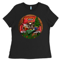 Black Baby Cow Christmas Ladies Tee - RanaPortraitStore