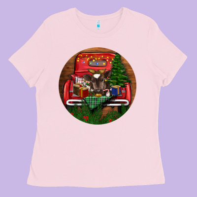 Ladies Tee Baby Cow Christmas