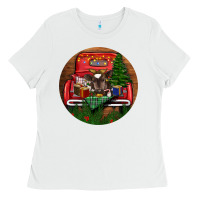 White Baby Cow Christmas Ladies Tee - RanaPortraitStore